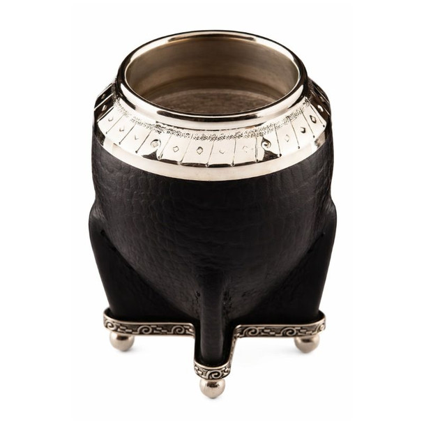 Matesur Torpedo-Style Leather Mate Gourd with Croco Finish and Solid Alpaca Base