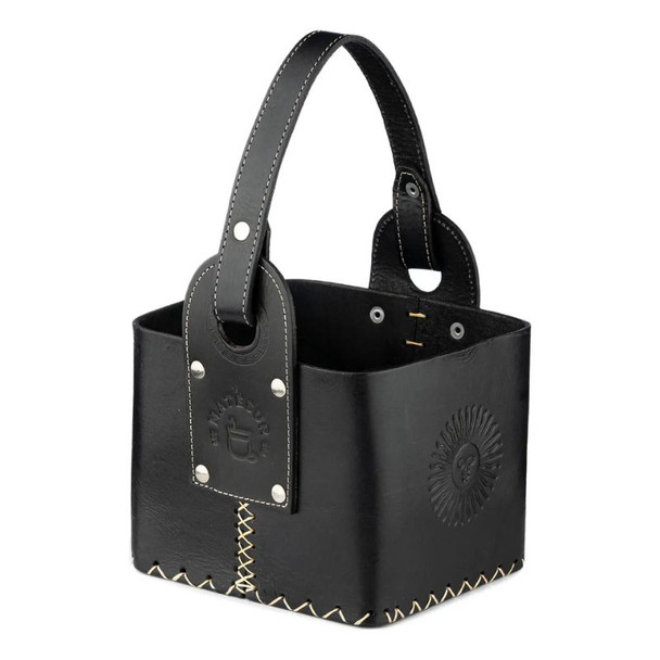 Matesur Uruguayan Leather Mate Tote Basket with Handle, Black Color