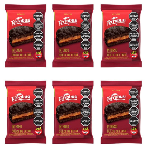 Terrabusi Alfajor Intenso with Dulce de Leche, Gluten-Free, 55 g / 1.94 oz (pack of 6)