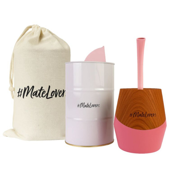 Mate & Co Pink Mate Cup with Bombilla, Pouring Tin & Carrying Bag