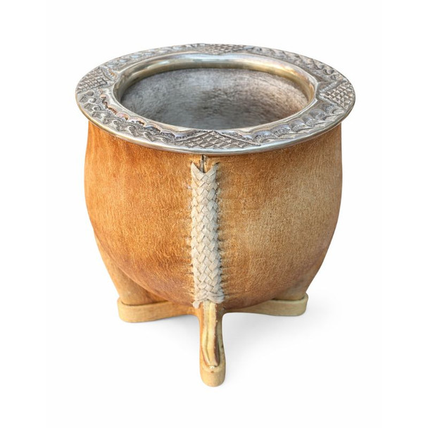 Camionero Premium Mate with Chiseled Alpaca Rim – Natural Leather & Gourd