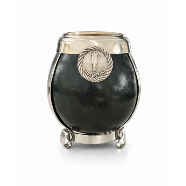 Calabaza Mate Gourd with Base, Rim & 100% Alpaca Embellishments, Small Size (Various Colors)