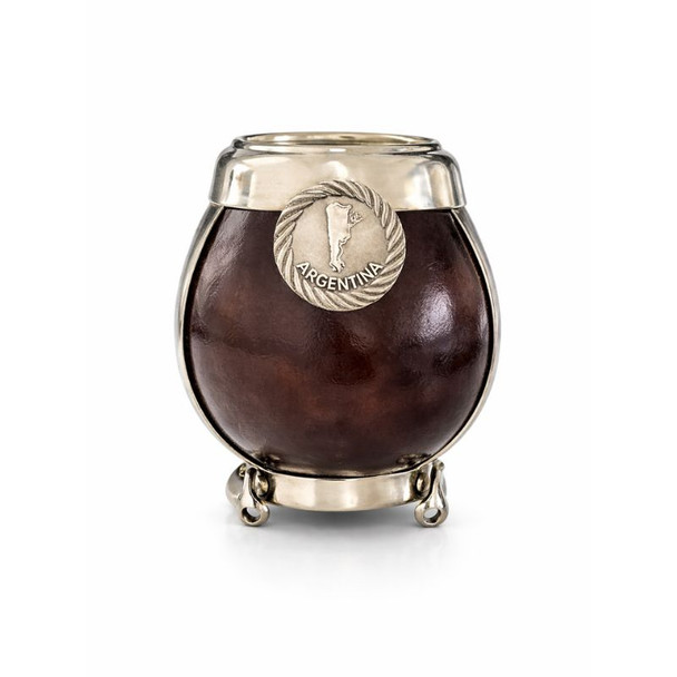 Calabaza Mate Gourd with Base, Rim & 100% Alpaca Embellishments, Small Size (Various Colors)