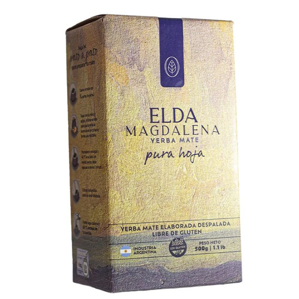 Elda Magdalena Yerba Mate Pura Hoja Despalada Gluten Free, 500 g / 17.64 oz