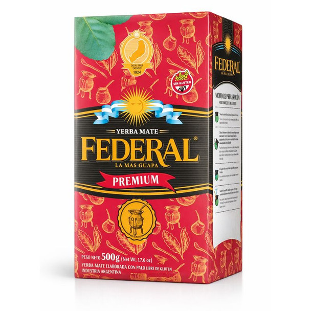 Federal Yerba Mate Premium Made with Stems, 500 g / 1.1 lb