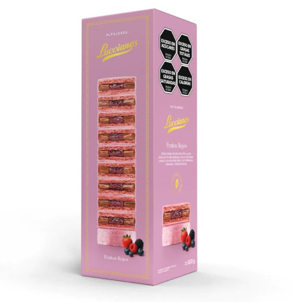Lucciano’s Alfajores Red Berries white chocolate coating flavored with freeze-dried fruits, 800 g / 28.22 oz (Box of 10)