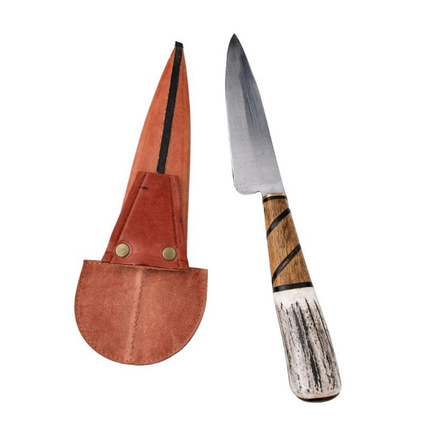 Cuchillo Criollo with Horn and Wood Handle + Leather Sheath 18 cm / 7.1 in