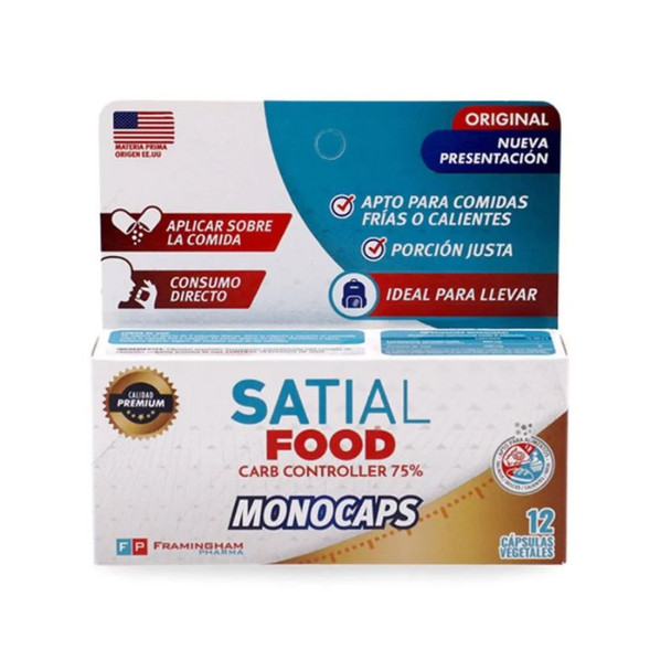 Satial Food Monocaps Carb Controller 75% Dietary Supplement (box of 12 pills)