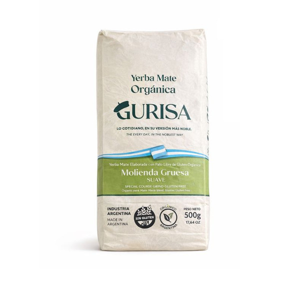 Gurisa Organic Yerba Mate Smooth Coarse Grind Despalada, 500 g / 17.64 oz