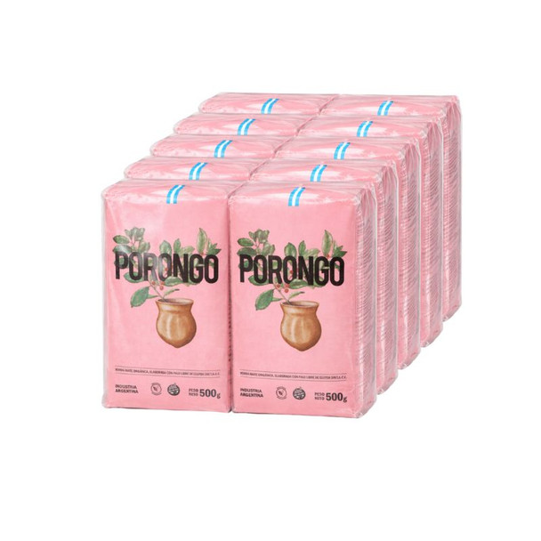 Porongo Organic Yerba Mate Traditional with Stems, 500 g / 17.64 oz (pack of 10)