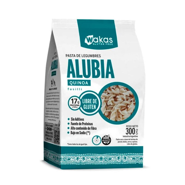 Wakas Alubia Quinoa Fusilli Legume Pasta Gluten Free, 300 g / 10.58 oz