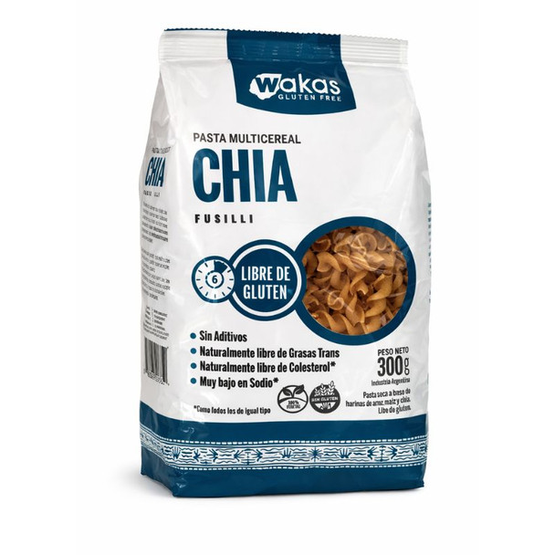 Wakas Multicereal Chia Fusilli Pasta Gluten Free, 300 g / 10.58 oz