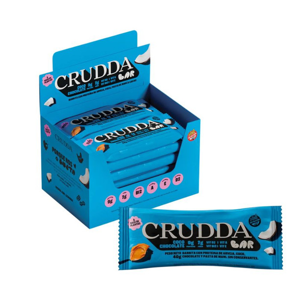 Crudda Coconut Chocolate Protein Bars, 400 g / 14.11 oz (box of 10)