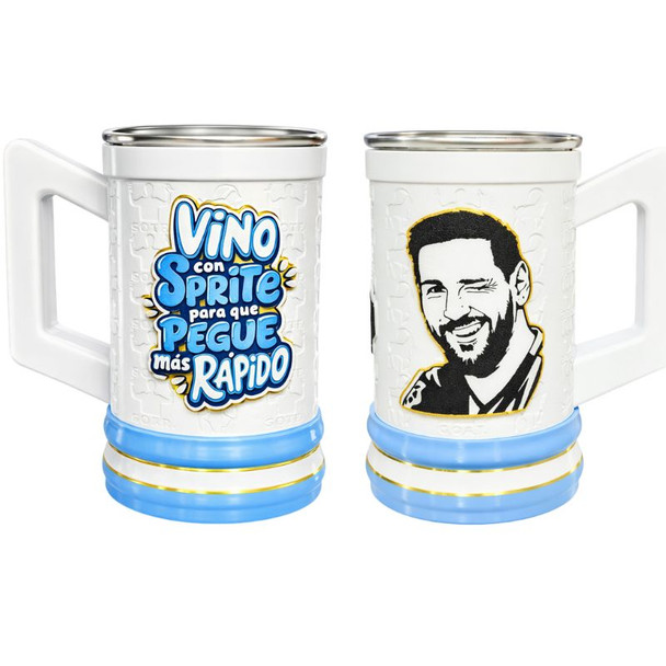 Messi Vino con Sprite 3D Chop Jar with Aluminum Inner Cup, 500 ml / 16.9 oz capacity
