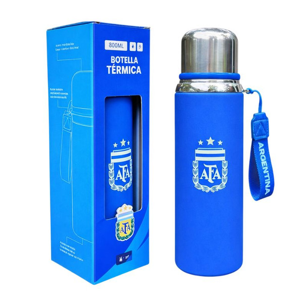AFA Official Blue Stainless Steel Thermos Bottle with Strap, 800 ml / 27.05 oz capacity