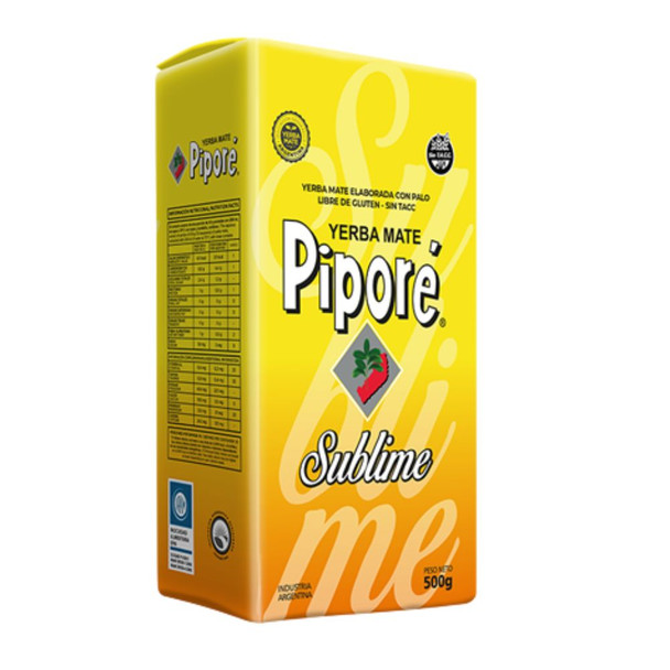 Piporé Yerba Mate Sublime Con Palo Estacionamiento Natural Low Dust Content Big Leaves, 500 g / 1.1 lb