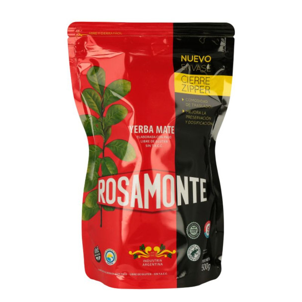 Rosamonte Yerba Mate Traditional with Stems Zipper Bag, 500 g / 17.64 oz