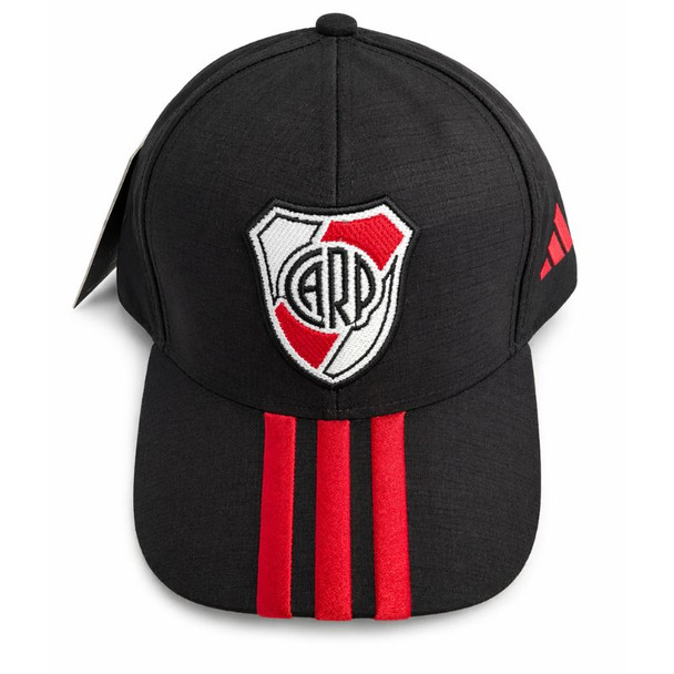 Adidas River Plate Adjustable Strapback Cap Black with Red Embroidered Stripes