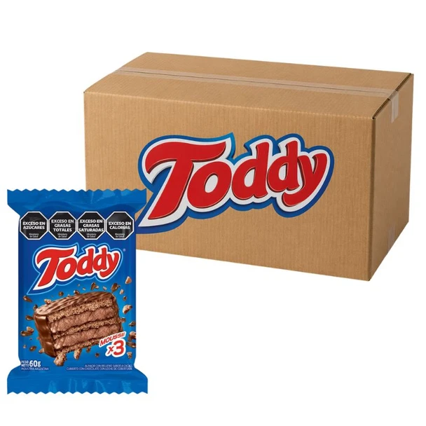 Toddy Triple Mousse Chocolate Alfajor Wholesale Bulk Box, 60 g / 2.12 oz ea (20 count per box)