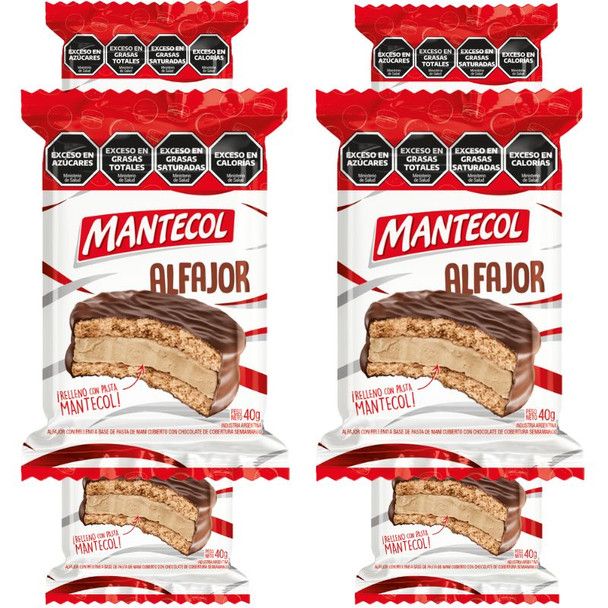 Mantecol Alfajor with Peanut Paste Filling & Dark Chocolate, 40 g / 1.41 oz (Pack of 6)