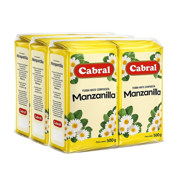 Cabral Yerba Mate Manzanilla Herbal Blend, 500 g / 17.64 oz (pack of 6)