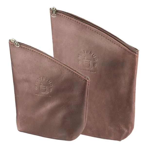 Matesur Leather Yerba Mate Yerbera & Sugar Container Set, 250 ml / 8.45 fl oz (set of 2)