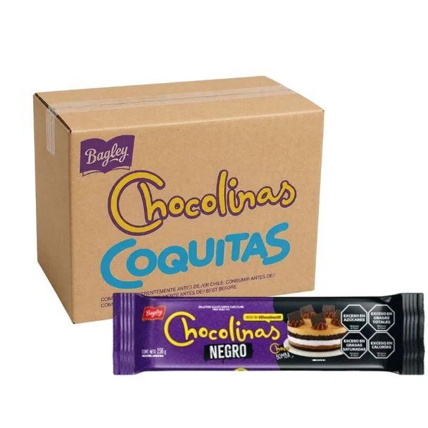 Bagley Chocolinas Negro Chocolate Cookies for Chocotorta Wholesale Bulk Box, 258 g / 9.1 oz ea (Box of 25)