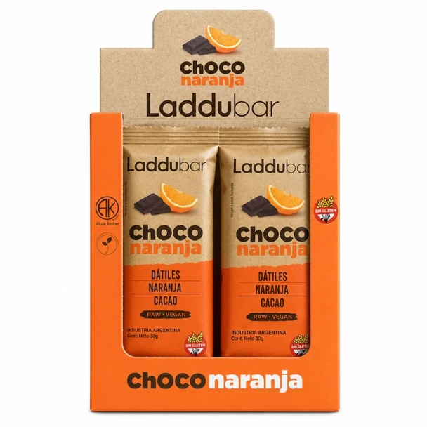 Laddubar Choco Orange Bar, 30 g / 1.06 oz (box of 12)