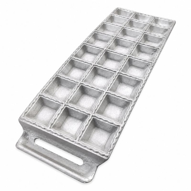 Curved Ravioli Mold Tray for 24 Ravioles Aluminum Casting, 38.5 cm / 15.15 in