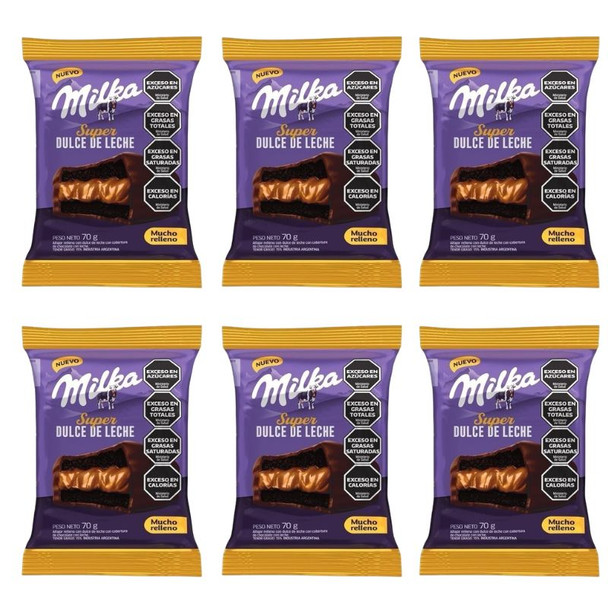 Milka Super Dulce de Leche Dark Chocolate Alfajor, 70 g / 2.47 oz (pack of 6)