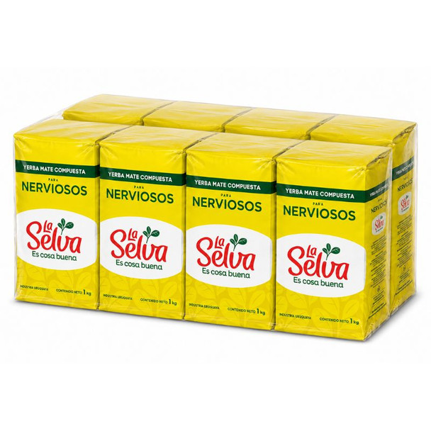 La Selva Nerviosos Herbal Yerba Mate Blend from Uruguay, 1 kg / 2.2 lb (pack of 8)
