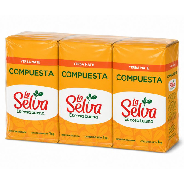 La Selva Compuesta Herbal Yerba Mate from Uruguay, 1 kg / 2.2 lb (pack of 3)