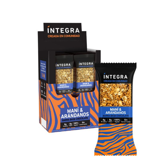 Íntegra Chocolate Base Bars with Peanuts & Cranberries, 410 g / 14.46 oz (box of 10)
