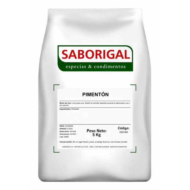 Saborigal Especias y Condimentos Paprika Powder Pimentón, 5 kg / 11.02 lb