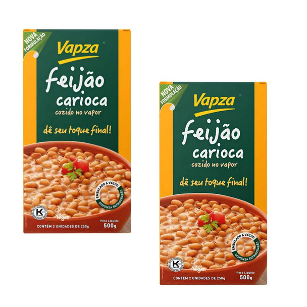 Vapza Steamed Carioca Beans from Brazil, 500 g / 17.63 oz Bags (pack of 2)