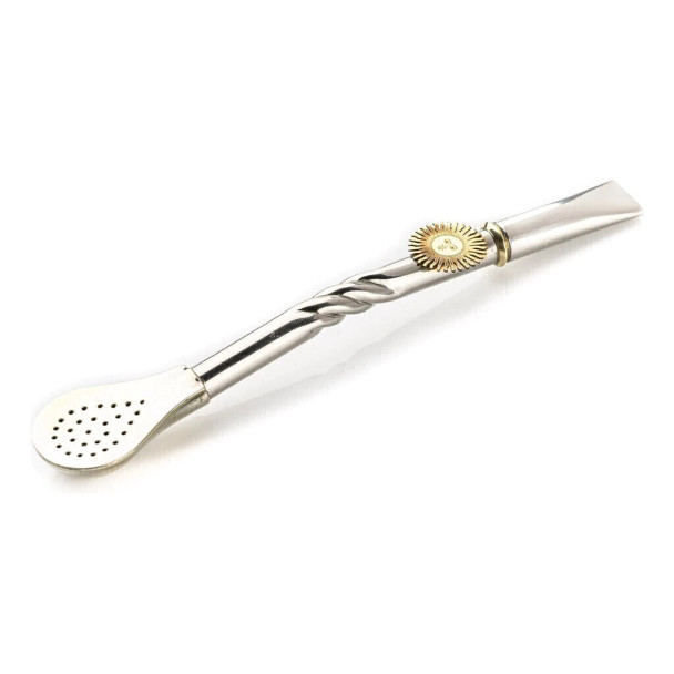 Sol de Mayo Thick Engraved Mate Bombilla Straw, 18 cm / 7.08 in