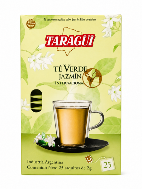 Taragüi Jasmine Green Tea Bags, 50 g / 1.76 oz (Box of 25)