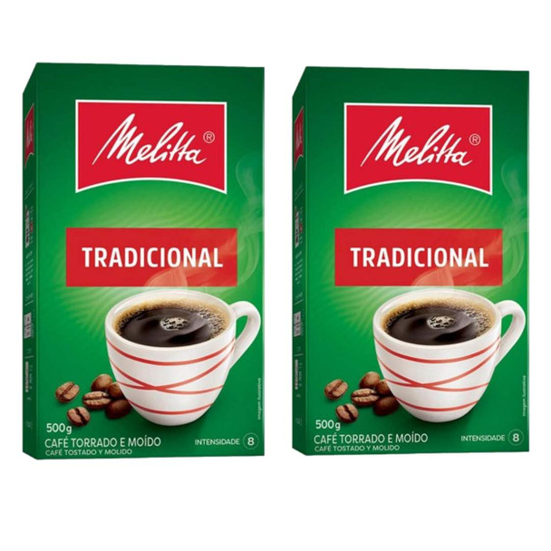Melitta Traditional Vacuum-Sealed Ground Coffee, 500 g / 17.64 oz (pack of 2)