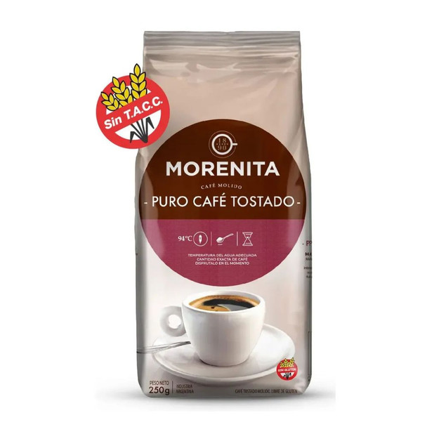 Morenita Café Tostado Pure Roasted Ground Coffee for Filter, Moka Pot & French Press, 250 g / 8.82 oz