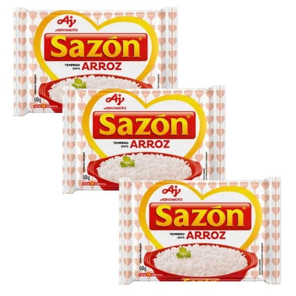 Ajinomoto Sazón White Rice Seasoning Mix Sachets, 60 g / 2.12 oz (pack of 3)