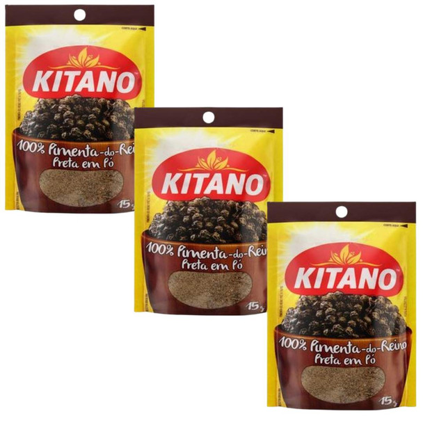 Kitano 100% Natural Ground Black Pepper, 15 g / 0.53 oz (pack of 3)
