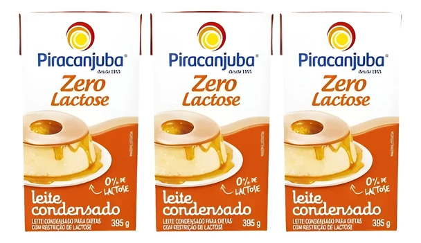 Piracanjuba Zero Lactose Sweetened Condensed Milk, 395 g / 13.93 oz (pack of 3)