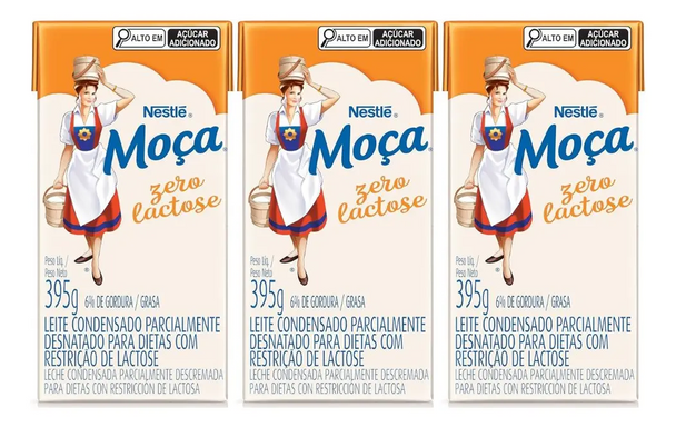 Nestlé Moça Zero Lactose Reduced-Fat Sweetened Condensed Milk, 395 g / 13.93 oz (pack of 3)