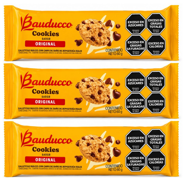 Bauducco Original Cookies with Chocolate Chips, 60 g / 2.12 oz (pack of 3)