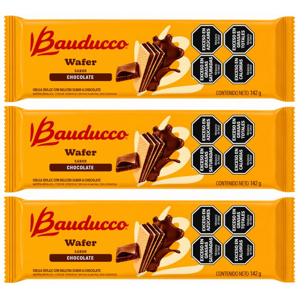 Bauducco Chocolate Wafer Cookies Filled with Chocolate Cream, 78 g / 2.75 oz (pack of 3)