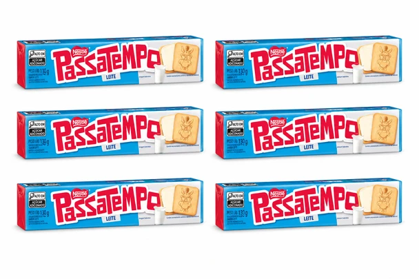 Nestlé Passatempo Milk Cream Sandwich Cookies, 130 g / 4.59 oz (pack of 6)