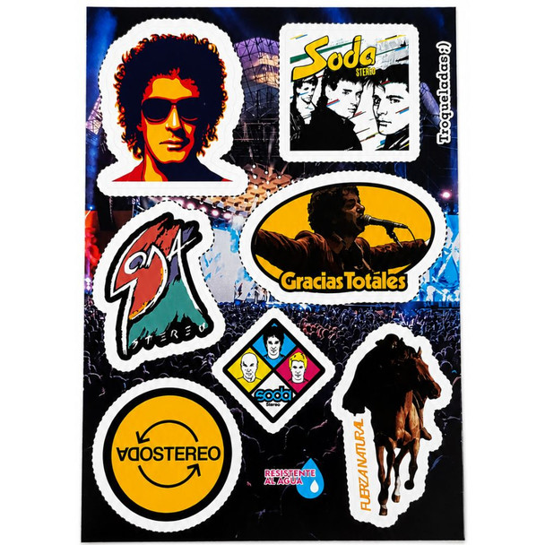 Soda Stereo Vinyl Sticker Sheet with Argentine Rock Band Inspired Designs