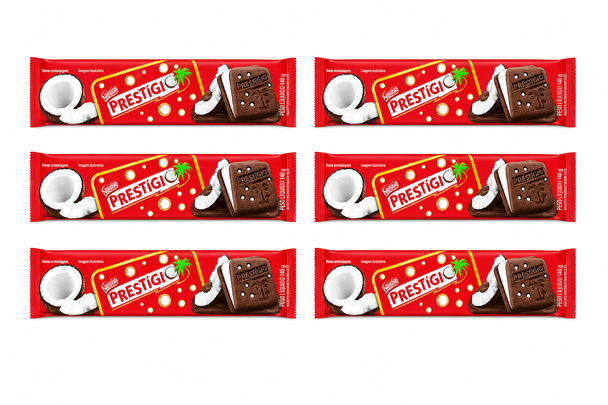 Nestlé Prestígio Chocolate Cookies with Coconut Filling, 140 g / 4.94 oz (pack of 6)