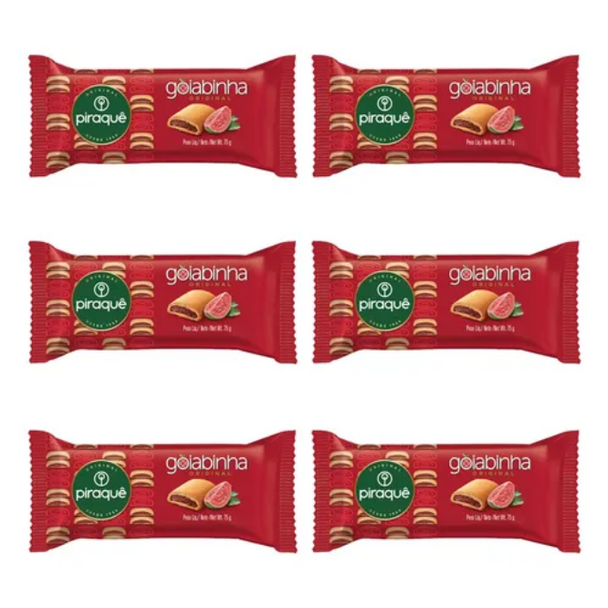 Piraque Roladinho Goiabinha Guava-Filled Cookies, 75 g / 2.65 oz (pack of 6)
