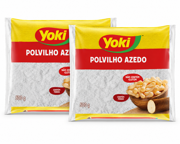 Yoki Sour Cassava Starch - Polvilho Azedo, 500 g / 17.64 oz (pack of 2)
